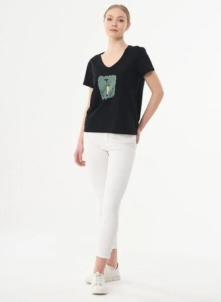 ORGANICATION ORGANICATION T-Shirt aus Bio-Baumwolle mit Print, Black, – Produktbild 2 von 4