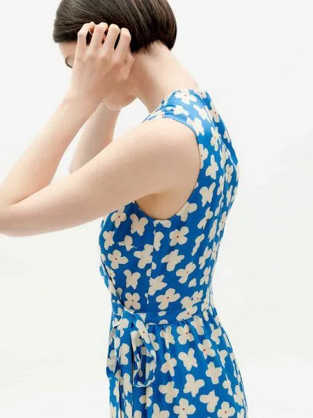 thinking mu thinking mu Kleid - Amapola - aus Bio-Baumwolle, Small butterfly (blau), – Produktbild 4 von 4