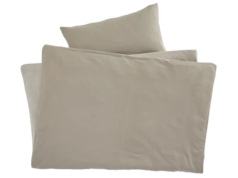 HANS NATUR Kinderbettwäsche zum Wenden Bio-Baumwolle Jersey Sand Bettbezug 135 x 200 cm, Kissen 40 x 80 cm, Natur, braun, mehrfarbig, – Produktbild 1 von 2