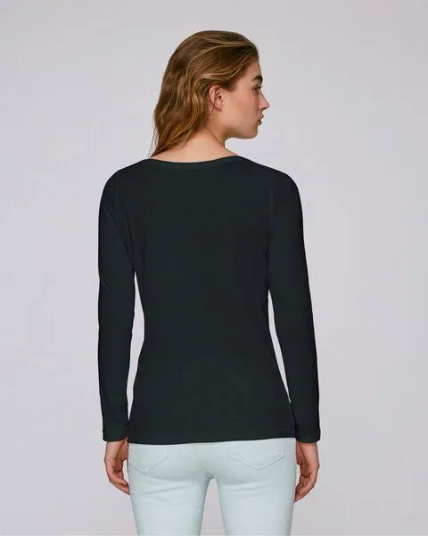 Human Family Human Family Bio Damen Longsleeve Shirt - Have Fun "Flower", Schwarz, – Produktbild 3 von 4