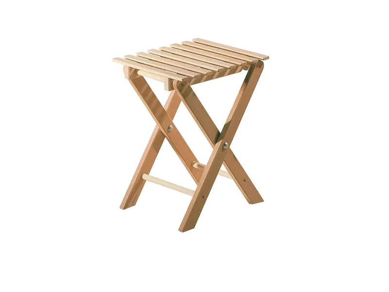 Klapphocker aus massivem Buchenholz, natur, belastbar bis 75 kg – Produktbild 1 von 1