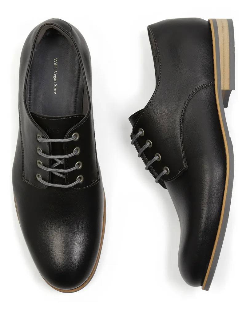 Will's Vegan Store Will's Vegan Store Herren vegan Casual Derbys Schwarz, Schwarz, – Produktbild 2 von 2