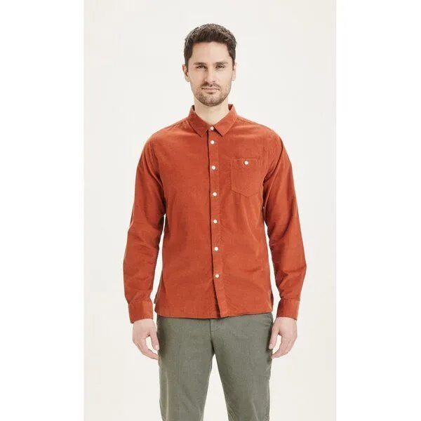 KnowledgeCotton Apparel KnowledgeCotton Apparel Cord Hemd - Baby cord custom fit shirt - aus Bio-Baumwolle, Orange (arabian spice), – Produktbild 2 von 3