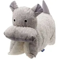 Flosinn Flosinn Kuscheltierkissen Nilpferd mit Teddyplüsch aus Baumwolle Personalisierbar, Grau, – Produktbild 2 von 5