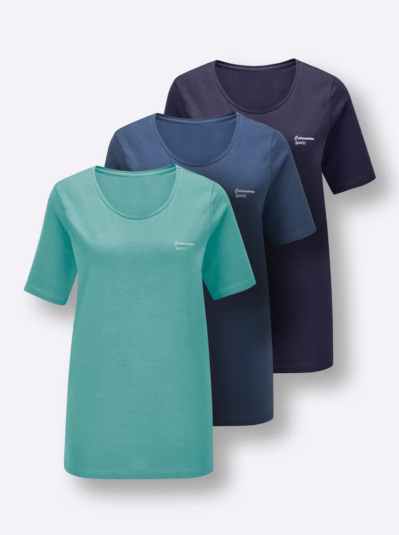 Catamaran Sports Freizeitshirt salbei + jeansblau + marine, Salbei + jeansblau + marine, – Produktbild 1 von 3