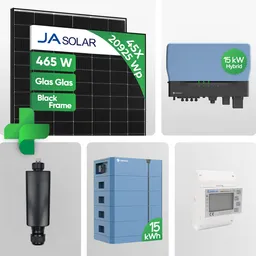 SOLPLANET PV Anlage 20,93 kWp – 45× JA 465W Black Frame Glas-Glas JAM54D40 LR & Solplanet ASW015K-TH Hybrid mit Solplanet Ai-HB G2 Pro Speicher / inkl. 0 % MwSt. für Privatkunden – Produktbild 1 von 1