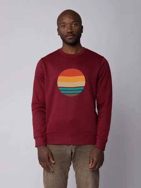 watapparel watapparel Sweatshirt Unisex Retro Sunset Ocean, Burgundy, – Produktbild 2 von 4