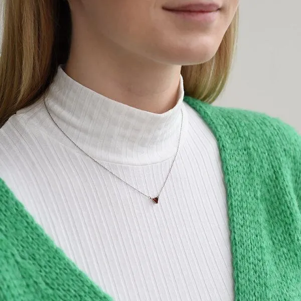 Eppi Eppi Minimalistische Kette mit Granat Modu, Weiss, – Produktbild 2 von 3