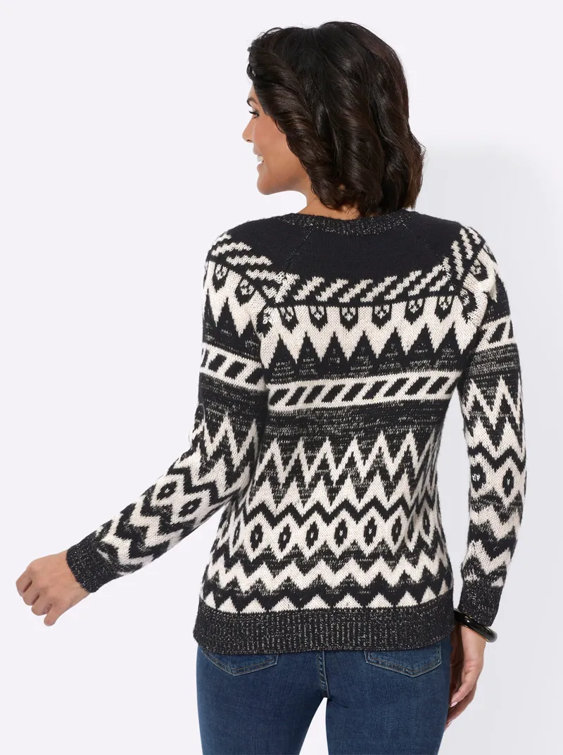 Witt Norwegerpullover, Elfenbein-schwarz-gemustert, – Produktbild 2 von 2
