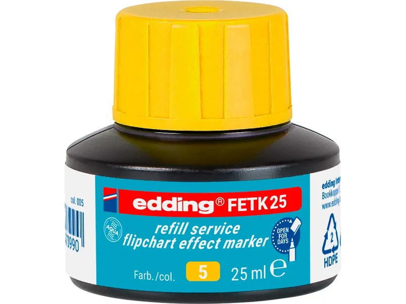 Edding Edding Nachfülltinte "FETK 25" Flipchart Effektmarker, 25ml, Gelb, – Produktbild 1 von 1