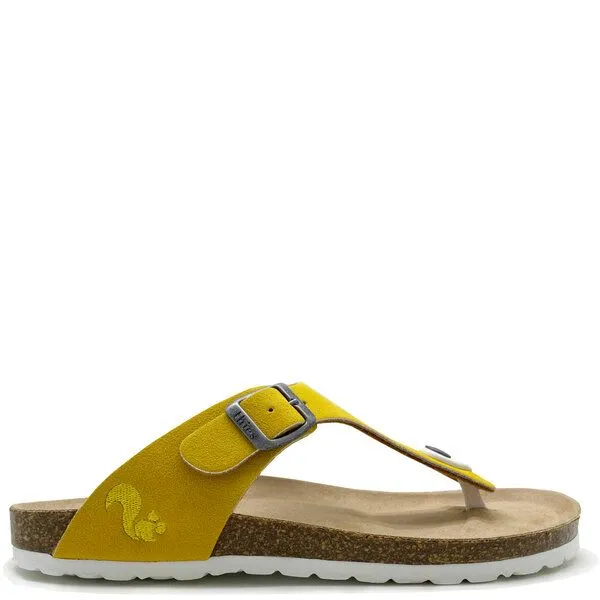 thies Vegane thies ® Eco Bio Thong Sandale aus rec. PET mit Kork-Tieffussbett, Sun (gelb), – Produktbild 1 von 4