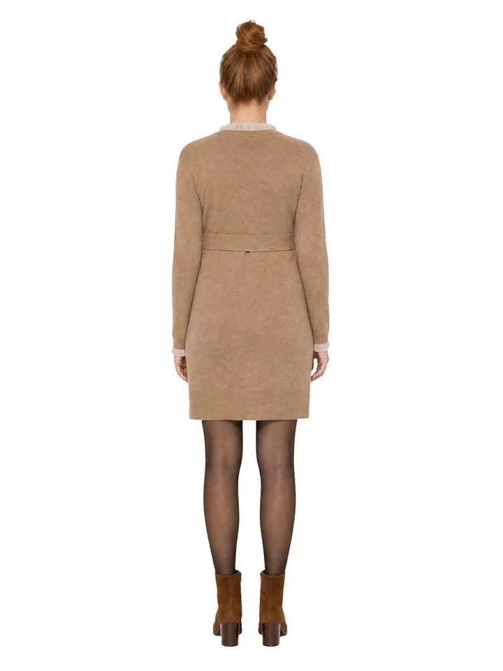 Vertbaudet Vertbaudet Umstandskleid Umstands-Strickkleid mit Bindegürtel und Rüschen, Grau, – Produktbild 4 von 5