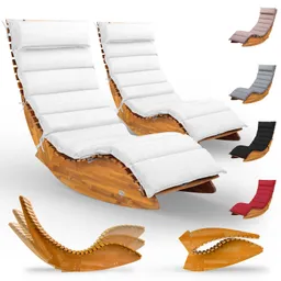 Casaria® Casaria® Saunaliege Java 2er-Set Akazie FSC®-zertifiziert mit Auflage Creme – Produktbild 1 von 1