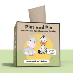 SNYCE SNYCE PIET UND PIA Toilettenpapier für’s Töpfchentraining - spielend lernen - Recycling-Box – praktische Einzelblattentnahme – 1 Box á 120 Tücher – 3-lagig – hygienisches Klopapier für Kinder – Produktbild 1 von 1