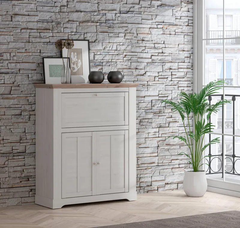 FORTE Barschrank Iloppa Breite ca. 115 cm, Weiß, – Produktbild 1 von 5