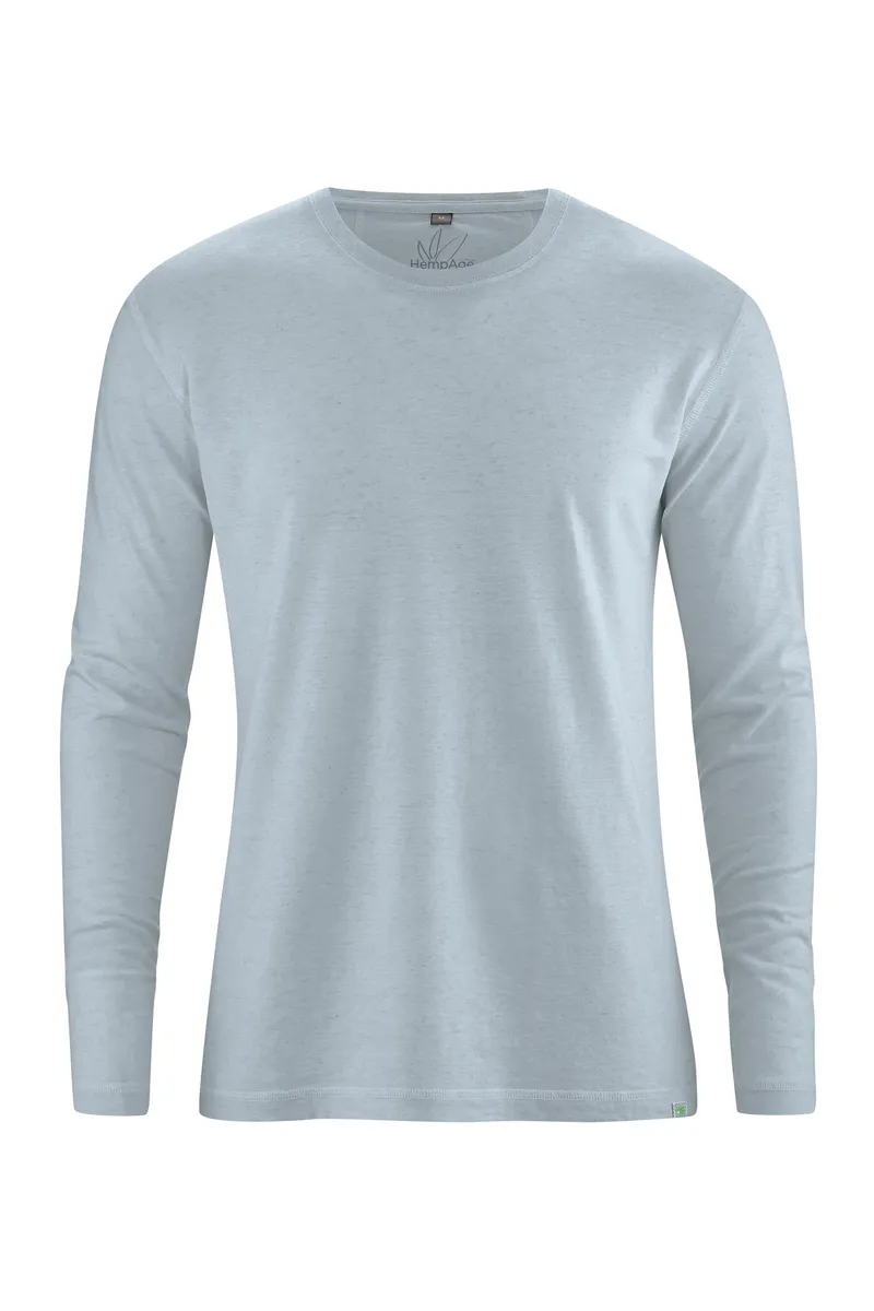HempAge Hempage Herren vegan Langarmshirt Basic Platinum, Grau, – Produktbild 1 von 2