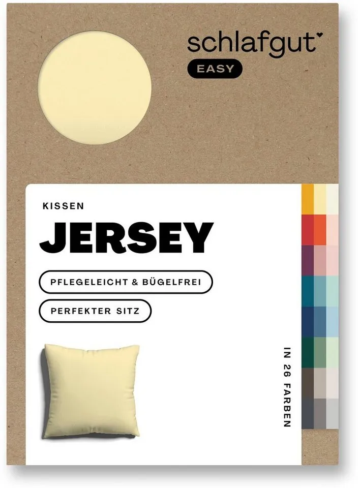 Schlafgut Schlafgut Kissenbezug EASY JERSEY Kissenhülle 100% Baumwolle, weicher Edel-Jersey, bügelfrei, (1 Stück), mit farblich angepasstem Reißverschluss, pflegeleicht, formstabil, Gelb, – Produktbild 3 von 5
