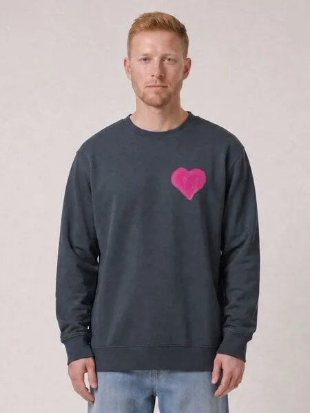 watapparel watapparel Sweatshirt Unisex Pink Heart, India ink grey, – Produktbild 2 von 2