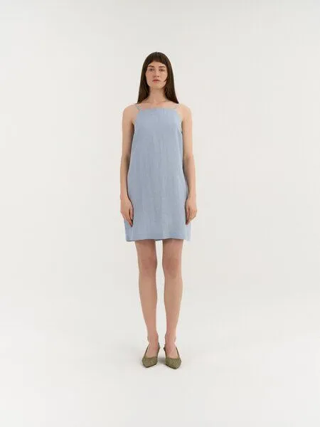 AmourLinen AmourLinen Leinenkleid mit Bindebändern NOLA, Hellblau (blau), – Produktbild 1 von 1