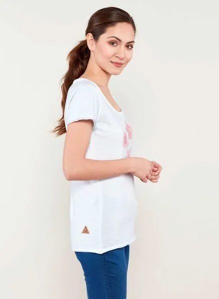 ORGANICATION ORGANICATION Bedrucktes T-Shirt aus Bio-Baumwolle mit Blumen Motive, Ice blue, – Produktbild 2 von 4