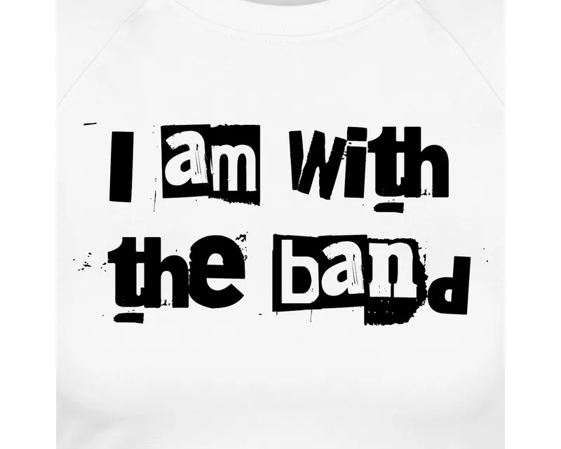 Spreadshirt T-Shirt I Am With The Band Festival Rock Bandshirt Crop Top (1-tlg) Slim Fit, Crop Top, Weiß, – Produktbild 2 von 5