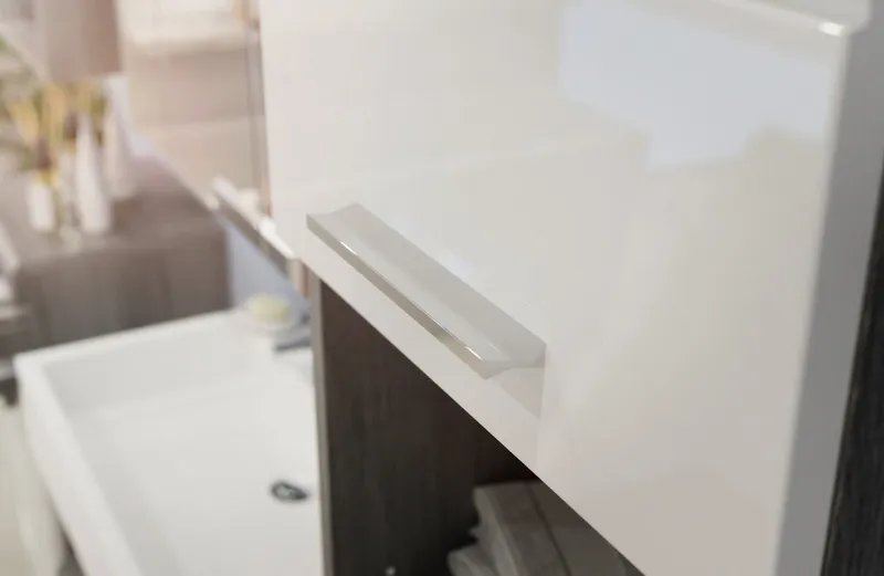 Inn.Furn Waschmaschinenumbauschrank Shawn (Waschmaschinenschrank weiß und grau Rauchsilber, für Geräte 60 cm) Hochglanz, Weiß, – Produktbild 4 von 5