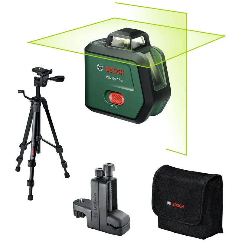 Bosch Professional Bosch Professional Bosch Kreuzlinien-Laser PLL360-15G Premium Set, incl. 1x Akku BA 3.6V 2 Ah, Stativ, Zubehör, Tasche – Produktbild 1 von 1
