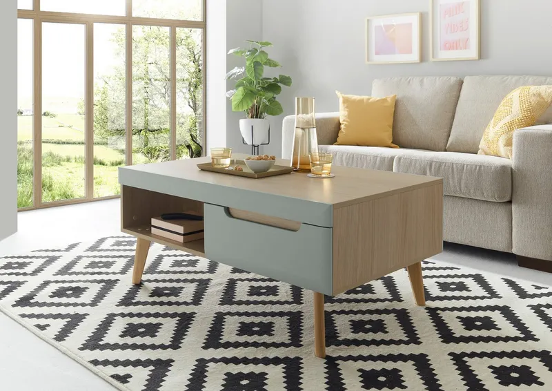 Home affaire Couchtisch Torge, Beistelltisch, Wohnzimmertisch, Tisch, Sofatisch (1-St), Schubkästen und Ablagefach, in drei Farben verfügbar, Braun, – Produktbild 6 von 8
