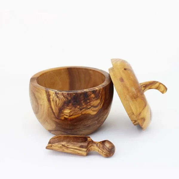Mitienda Shop Mitienda Shop Salzdose mit Deckel und Salzschippchen aus Holz – Produktbild 2 von 4