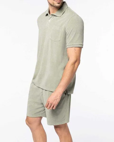 YTWOO YTWOO Terry Towel Herrenshorts aus Bio-Baumwolle/recyceltem PET | Made in Portugal, Graugrün, – Produktbild 3 von 4