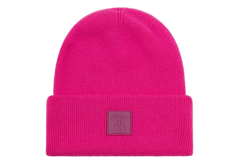 derbe derbe Strickmütze Mütze Bonny mit Logo-Patch auf Vorderseite, Rosa, – Produktbild 1 von 1