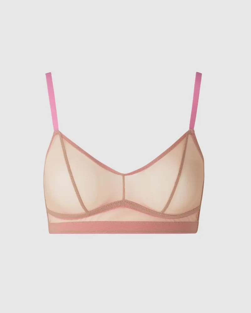 Understatement Understatement Damen vegan Bralette Balconette Mesh Warm/Candy Pink, Hell-pink, – Produktbild 1 von 2