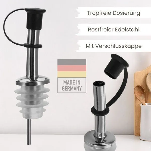 mikken mikken Ölflasche Steingut 500 ml mit Edelstahlausgießer, Schwarz, – Produktbild 3 von 4