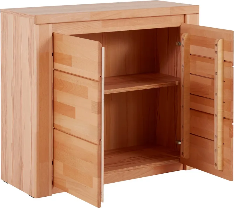 OTTO home Kommode Burano,90cm breit,35 cm tief, Fronten Massivholz, Holz massiv, Holzwerkstoff,2 Türen,2 breite Fächer, Braun, – Produktbild 4 von 8