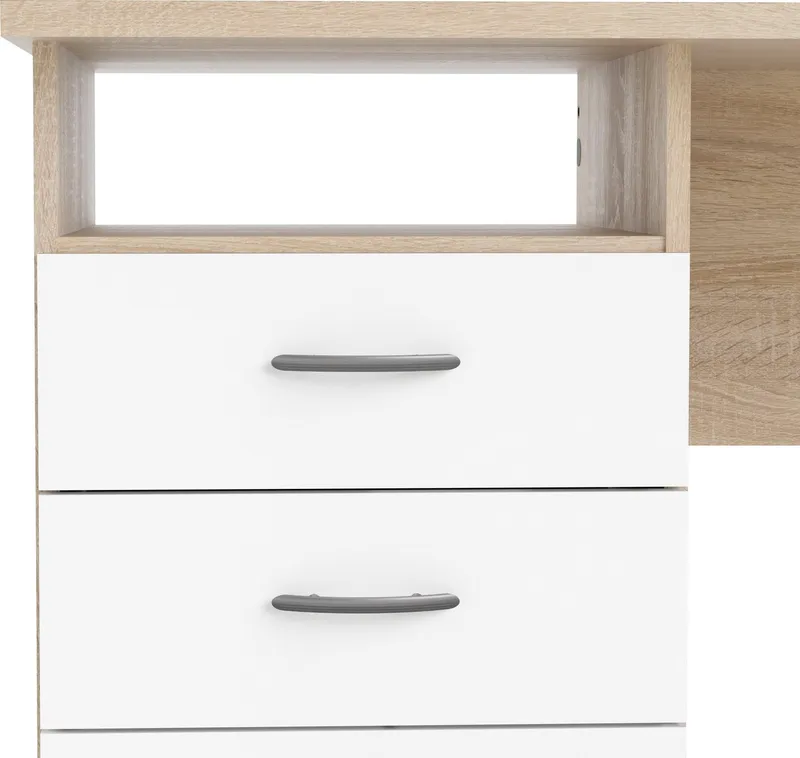 Home affaire Schreibtisch Function Plus, Arbeitstisch, Bürotisch, Computertisch mit 3 Schubladen, Breite 120 cm, Tiefe 48 cm, Weiß, – Produktbild 1 von 5