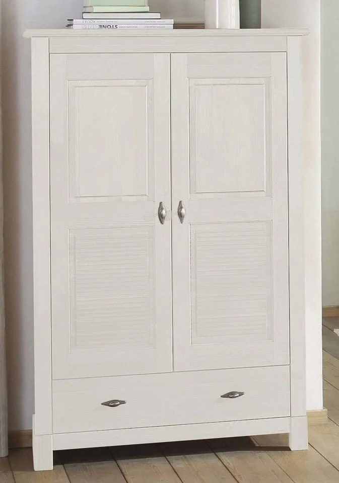 OTTO home Wäscheschrank Rauna (B/H/T ca. 96/155/38 cm) aus massiver Kiefer, FSC®, 2-türig, 96cm breit, Weiß, – Produktbild 5 von 5