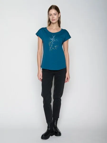 GreenBomb GREENBOMB Nature Bird Reed Cool - Sportliches T-Shirt aus Bio-Baumwolle / hochwertiger Print / GOTS / Fair & Vegan, Blau (rich blue), – Produktbild 2 von 4
