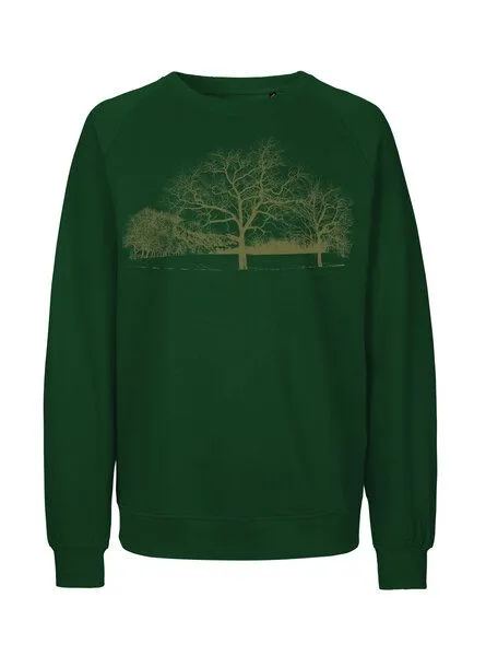 Peaces.bio - handbedruckte Biomode Peaces.bio - handbedruckte Biomode Sweatshirt Landscape Unisex, Flaschengrün, – Produktbild 1 von 2