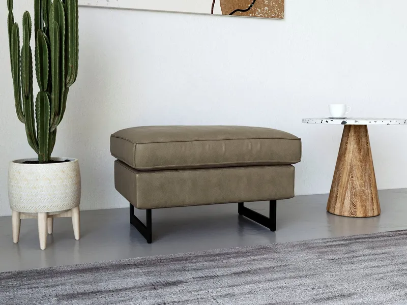 OTTO home Polsterhocker Pinto, mit Keder, Metallfüßen und auch in Cord Bezug erhältlich, Grau, – Produktbild 1 von 5