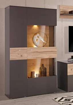 FORTE Vitrine Como Highboard, LED Beleuchtung Einlegeböden, Glastüre, Soft Close – Produktbild 1 von 1