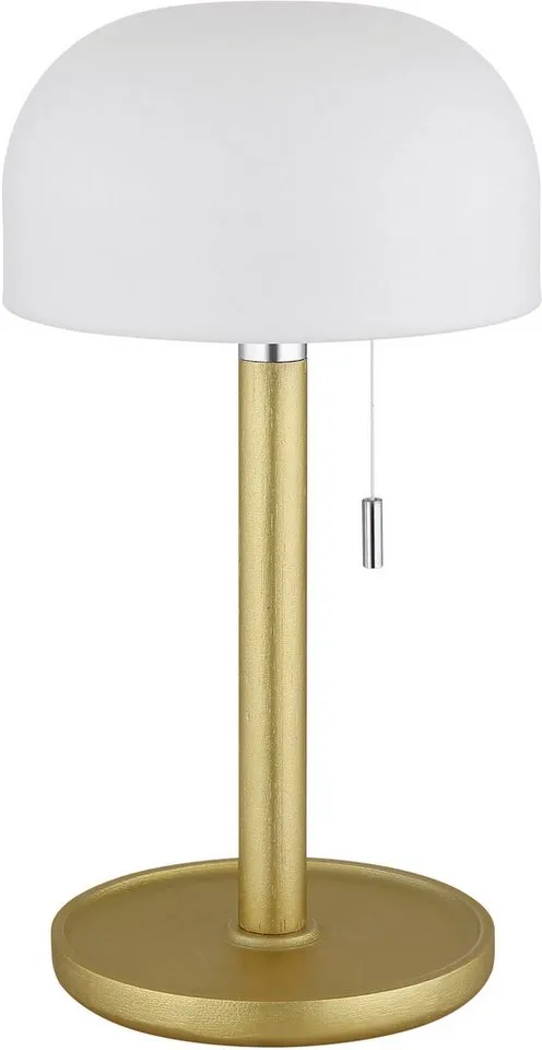 GLOBO LIGHTING LED Tischleuchte NORMAN, mehrere Helligkeitsstufen, LED fest integriert, warmweiß - kaltweiß, Akkutischleuchte auch für draußen, Zugschalter Kordel, Akkulampe, Goldfarben, – Produktbild 2 von 3