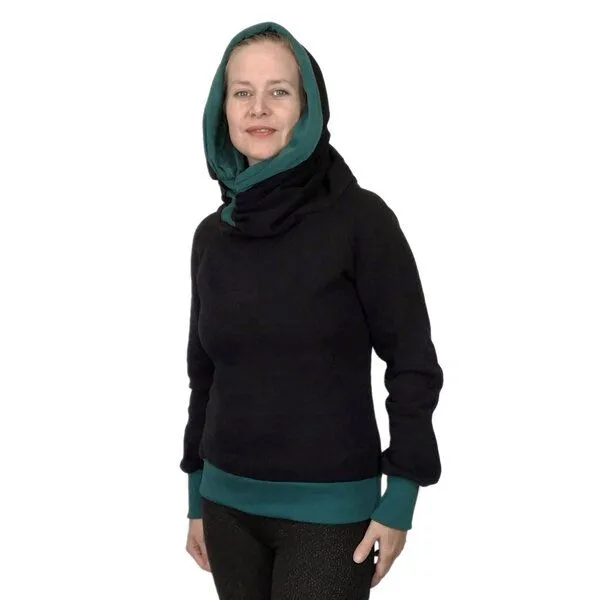 liebewicht liebewicht Kapuzenpullover KapOn schwarz/grün in 2 Längen nach Wahl – Produktbild 1 von 8