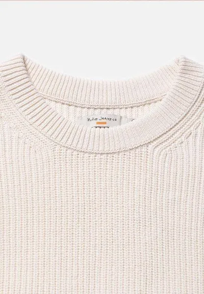 Nudie Jeans Nudie Jeans Strickpullver August Rib Cotton, Weiß (chalk white), – Produktbild 3 von 4