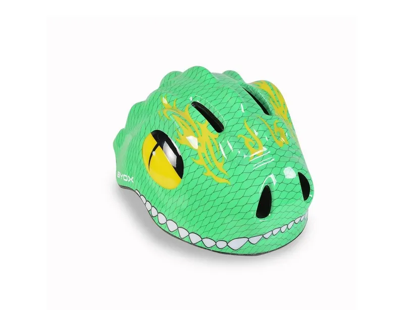 Byox Kinderhelm Y27 Dino, Größe S 48-54 cm, LED-Beleuchtung, 4 Löcher, einstellbar, EPS-Schale, Grün, – Produktbild 2 von 5