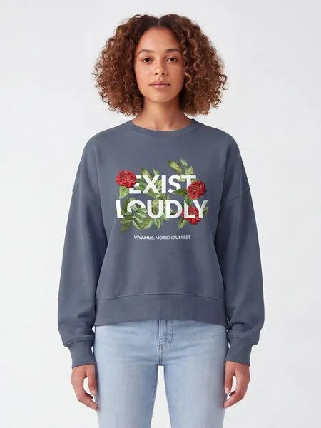watapparel watapparel Sweatshirt Frauen Exist Loudly, Blue grey, – Produktbild 2 von 2