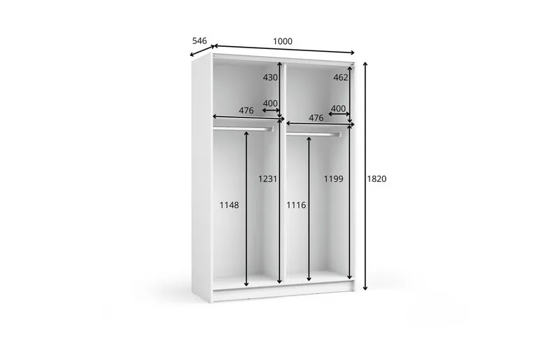 Home affaire Kleiderschrank Hildreth, Wäscheschrank, Schwebetüren, Versand nur 4,95?! mit Spiegel, FSC®-zertifizierter Holzwerkstoff, in 3 Breiten, Schwarz, – Produktbild 4 von 5