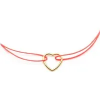 juni juni Stoffarmbändchen mit Herz und verstellbarer Schiebeperle aus recyceltem Gold - mehrere Farben, Orange, – Produktbild 1 von 1