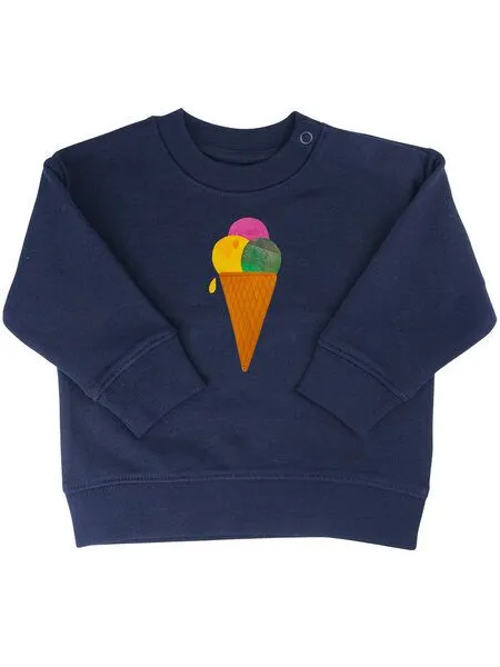 MelaDi Meladi Kinder Baby - Sweater aus Biobaumwolle - Eiscreme auf Navy Blue, Blau, – Produktbild 1 von 6