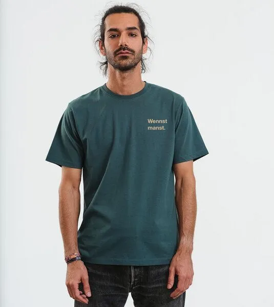 Gary Mash GARY MASH T-Shirt Wennst manst. aus Biobaumwolle, Dunkelgrün (grün), – Produktbild 2 von 4
