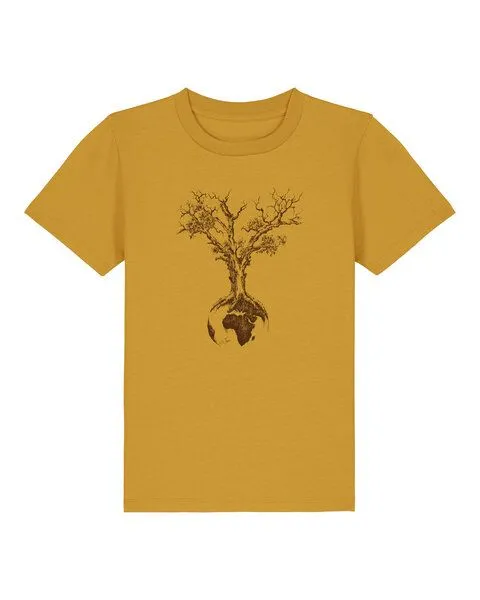 Life-Tree Life-Tree Shirt aus Biobaumwolle Fairwear für Kids "Weltenbaum" in verschiedenen Farben, Ocre, – Produktbild 1 von 1
